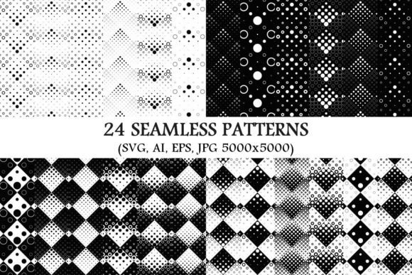 24 Seamless Monochrome Circle Patterns