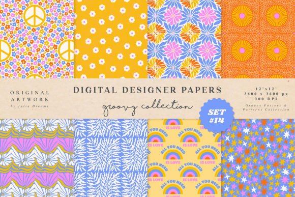 70s Flowers Digital Papers Patterns