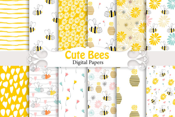 Bee Paper, Seamless Patterns
