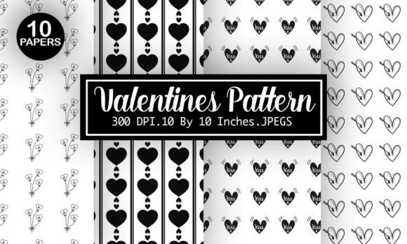 Black White Valentine's Day Patterns