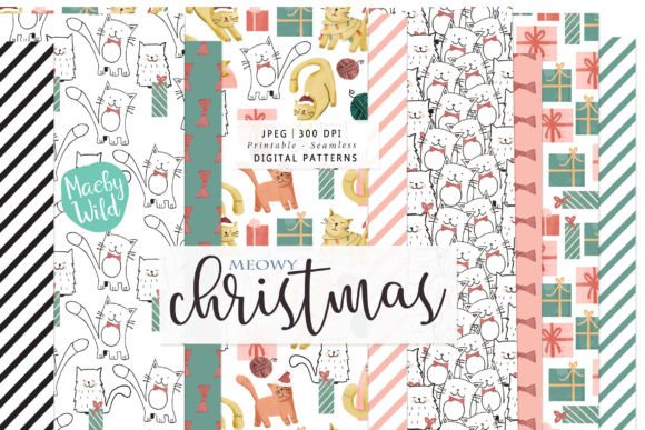 Christmas Cat Seamless Patterns