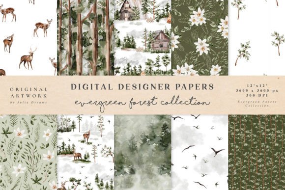 Evergreen Watercolor Forest Patterns: A Versatile Digital Asset for Modern Creatives