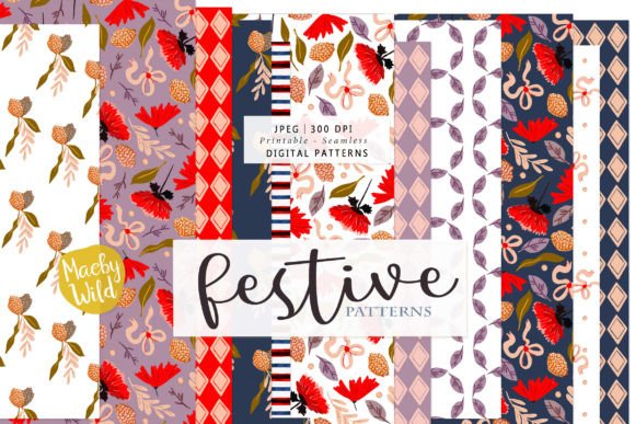 Festive Patterns: Versatile Digital Papers for Creative Expression and Brand Identity