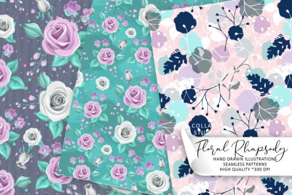 Floral Patterns, Seamless Papers. Roses
