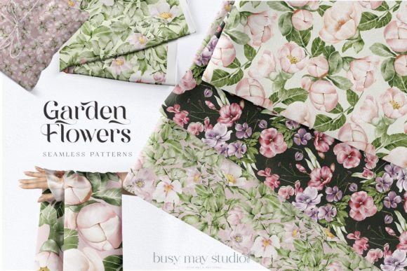 Garden Floral Seamless Patterns JPEG PNG