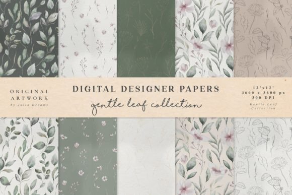 Gentle Leaf Seamless Patterns: A Versatile Digital Resource for Modern Creatives