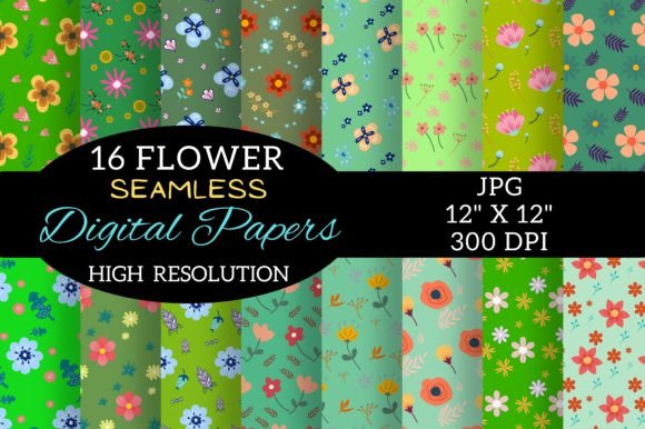 Green Flower Digital Paper Patterns: A Versatile Creative Resource for Diverse Projects