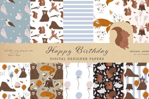 Happy Birthday Nursery Seamless Patterns