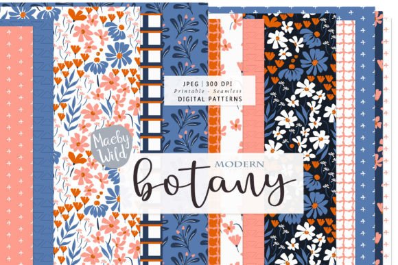 Modern Botany Seamless Patterns for Creative Workflows