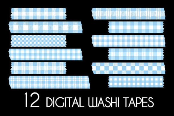 Pastel Blue Plaid Washi Tapes Patterns