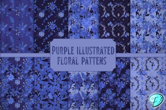 Purple Illustrated Floral Patterns