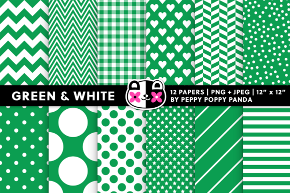 Seamless Green and White Patterns: Versatile, Print-Ready Digital Designs for Creative Professionals