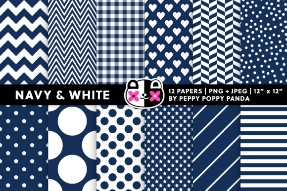 Seamless Navy and White Patterns