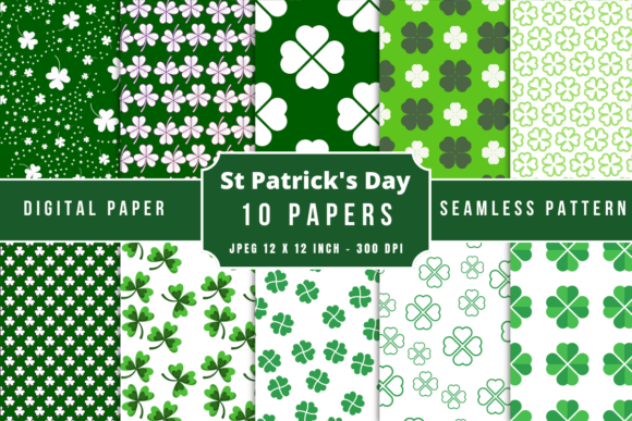 St Patrick’s Day Digital Papers Patterns: Creative, Seamless & Ready to Use
