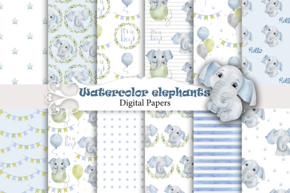 Watercolor Baby Boy Patterns