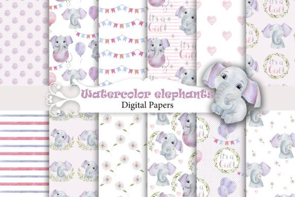 Watercolor Baby Girl Seamless Patterns